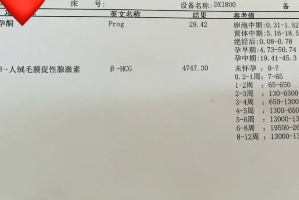 怀孕1一3月孕酮参考表