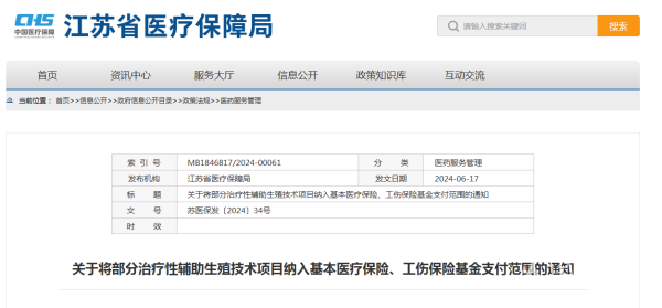 江苏省已明确将“胚胎培养”等13个辅助生殖类项目纳入医保范围