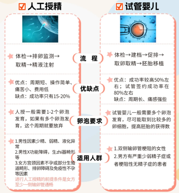 人工授精和试管婴儿的区别有哪些